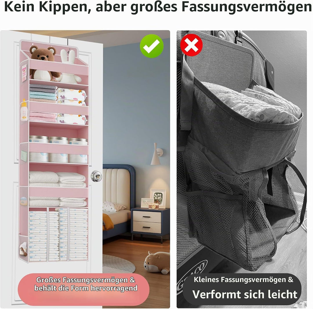 Tür Organizer Hängend mit 5 Fächern, 1 grossem Fassungsvermögen Caddy &amp; 10 Seitentaschen, Wickeltasc