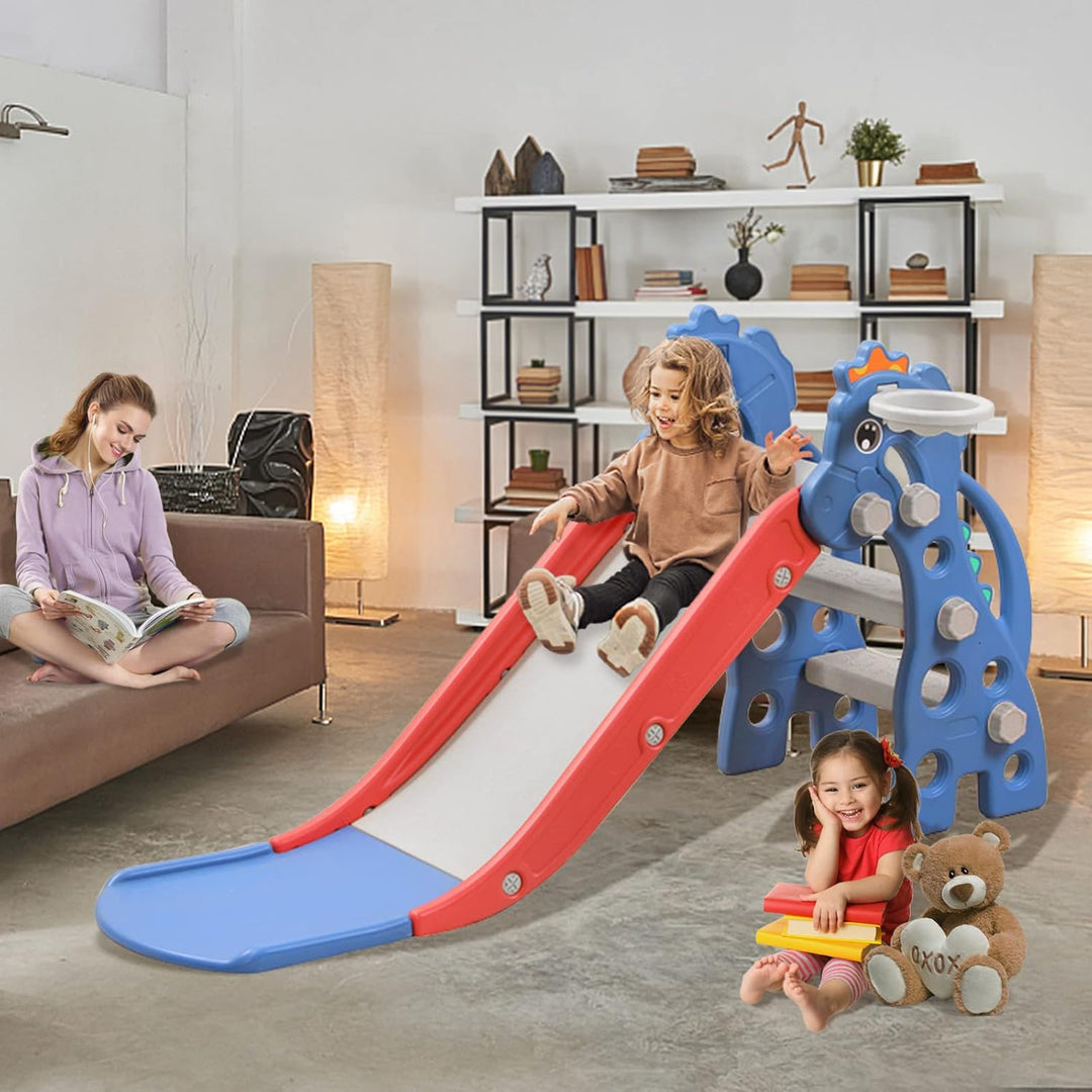 YRHome 3 in 1 Kinderrutsche Kinder Rutsche mit Basketballkorb Faltbar Gartenrutsche Kleinkinderrutsc