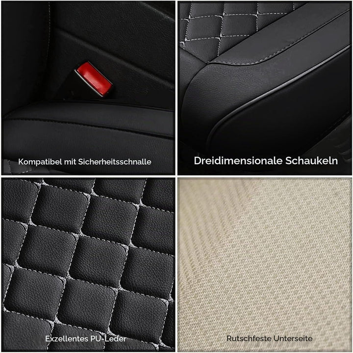 SanQing 2PCS Luxus PU Leder Autositzbezüge Schonbezüge für Vordersitzunterseite, Kompatibel mit 90%