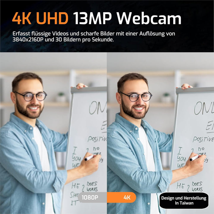 INS-Flip 4 4K USB Dokumentenkamera/Webcam – 13MP Ultra HD, faltbares Design, Autofokus, Mikrofon, LE