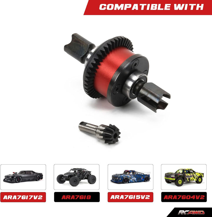 RCAWD Active F/R Differential-Set 10T Hauptgetriebe für Arrma 1/8 Typhon Notorious Talion Kraton Out