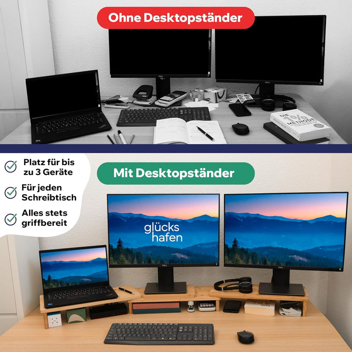 Stabiler Monitorständer aus Bambus, verstellbare Bildschirmerhöhung 90-128 cm, Monitorerhöhung für b