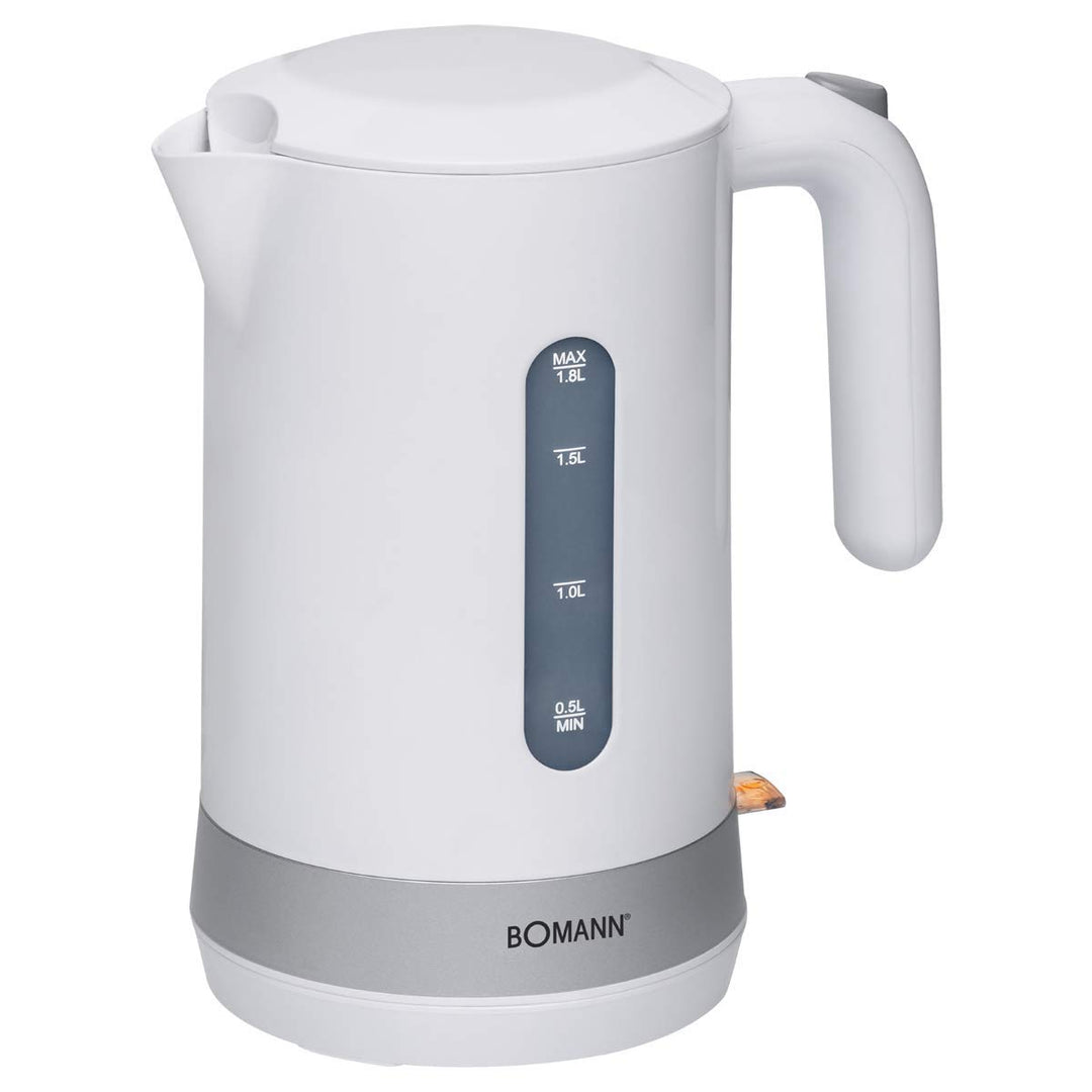 Bomann® Wasserkocher 1,8L Füllmenge, Sicherheitsklappdeckel, Kabellos, Kalkfilter, 360° Steckverbind