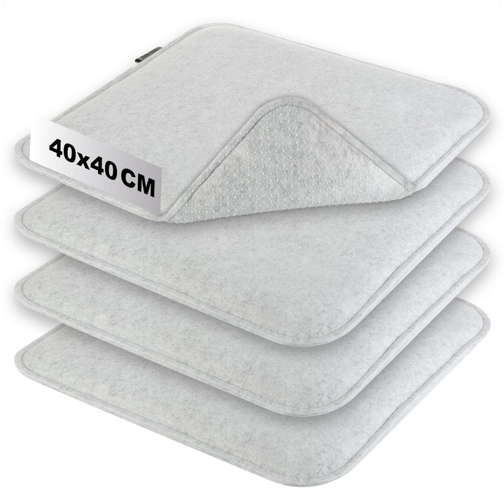 COM-FOUR® 4X Sitzkissen aus Filz - gepolstertes Stuhlkissen - eckige Sitzpolsterauflage für Esszimme