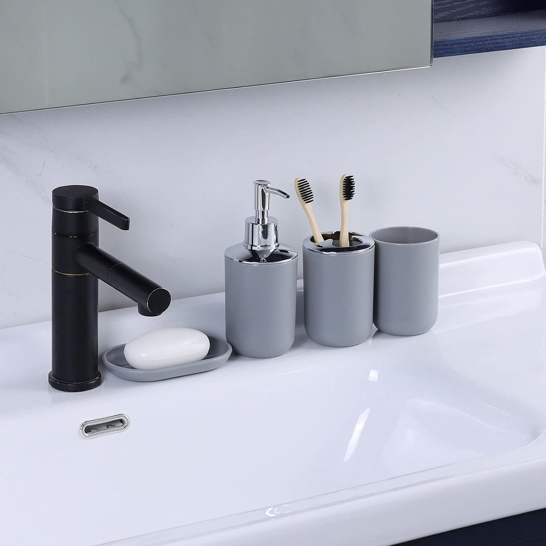 IMAVO Badezimmer-Zubehör-Set, 6-teilig, Kunststoff-Geschenk-Set, Zahnbürstenhalter, Zahnbürstenbeche