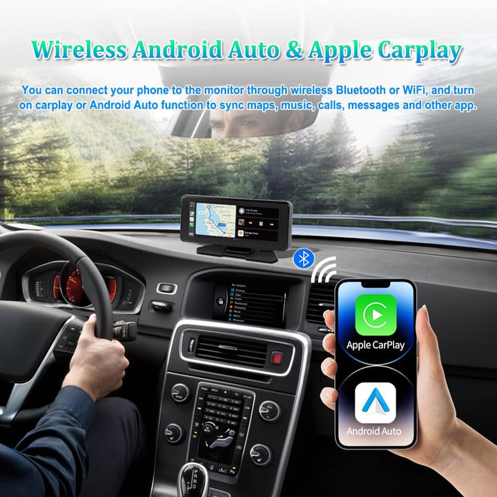 VSYSTO Tragbares Auto Stereo, Unterstützung Wireless Carplay für Android Auto, 10.26" Touchscreen Wi