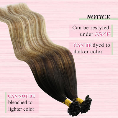 YoungSee Extensions Echthaar Bondings Balayage Bonding Extensions Echthaar Braun Blond Balayage Bond
