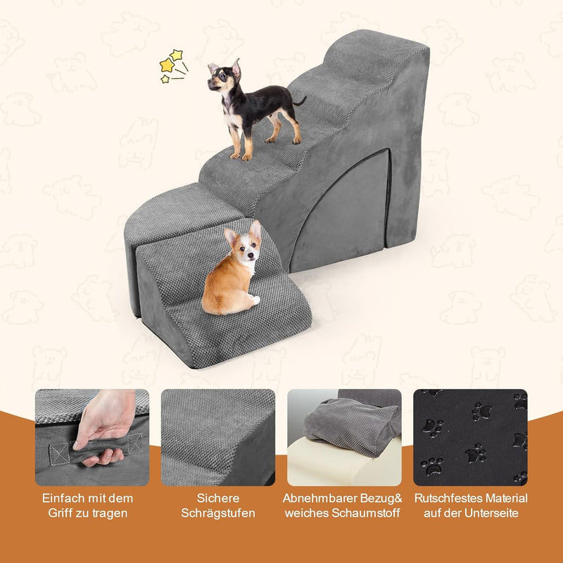 LitaiL Hundetreppe 74cm Hoch für Boxspringbett, passt Sich jeder Seite des Bettende an, Multizweck H