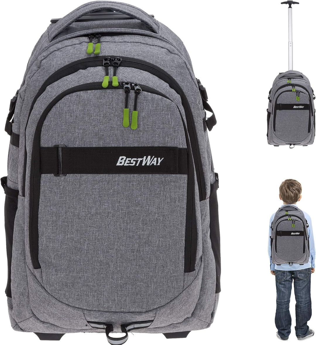 Bestway Trolley Schulrucksack Schultrolley 2 Teile Set Packer Evo inklusive Regenhülle 40244 (Dark S