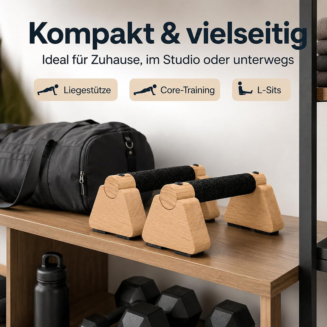 Premium Liegestützgriffe aus Holz – Parallettes für Calisthenics &amp; Krafttraining, Handstand Blöcke &amp;