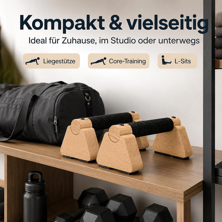 Premium Liegestützgriffe aus Holz – Parallettes für Calisthenics &amp; Krafttraining, Handstand Blöcke &amp;