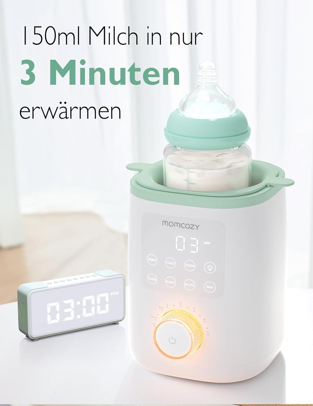 Momcozy MW02 Nutri-Flaschenwärmer Baby mit präziser Temperaturkontrolle &amp; Nachtlicht | 9-in-1 Fasche