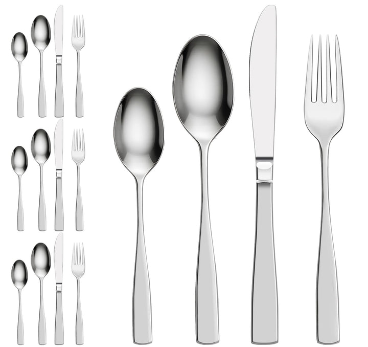 Besteck Set für 4 Person, 16er-Set Messer Gabel Löffel aus Edelstahl Spülmaschinenfestem für Küche,