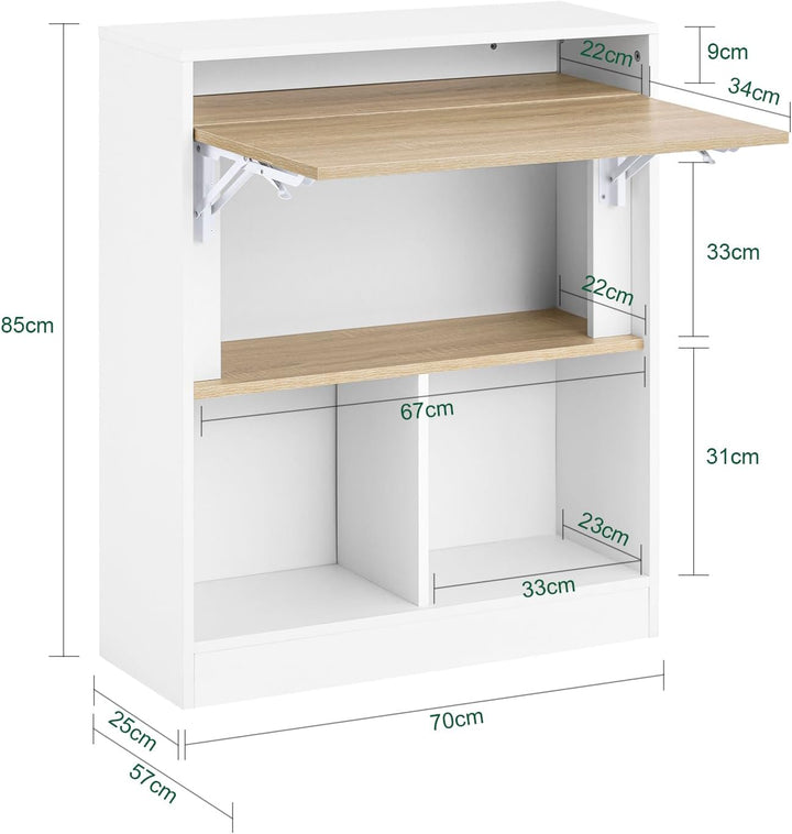 SoBuy Klapptisch mit angebautem Schrank Klappbarer Tisch mit Schrank Faltbarer Tisch Schreibtischsch