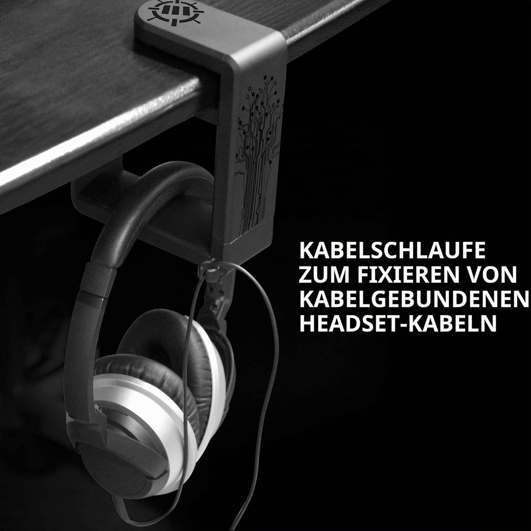 Enhance Halterung für Kopfhörer, für Gaming oder Musik, mit 360 Grad drehbarem Arm, Befestigungsklam