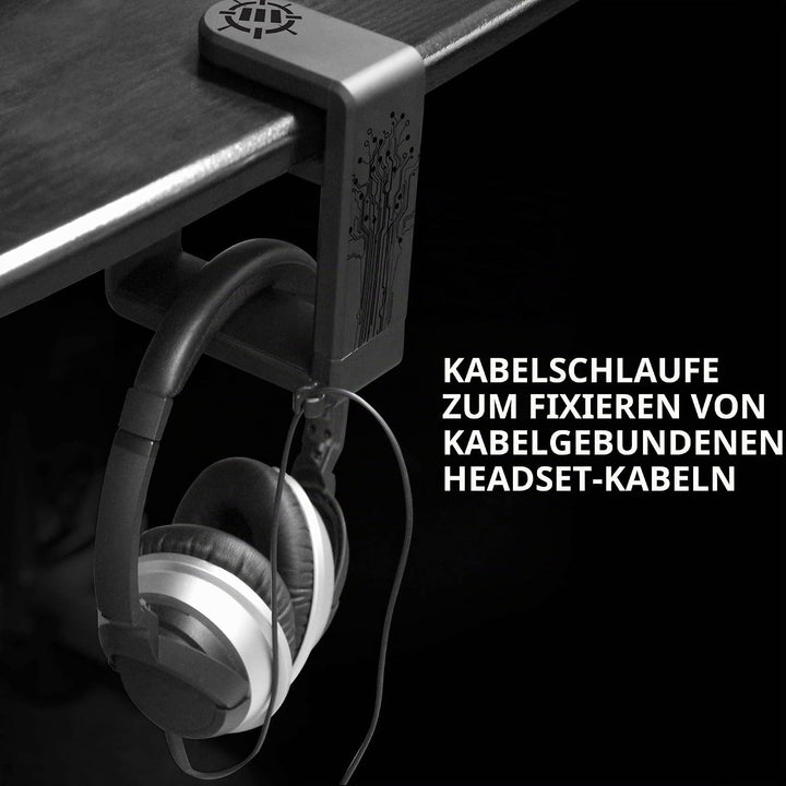 Enhance Halterung für Kopfhörer, für Gaming oder Musik, mit 360 Grad drehbarem Arm, Befestigungsklam