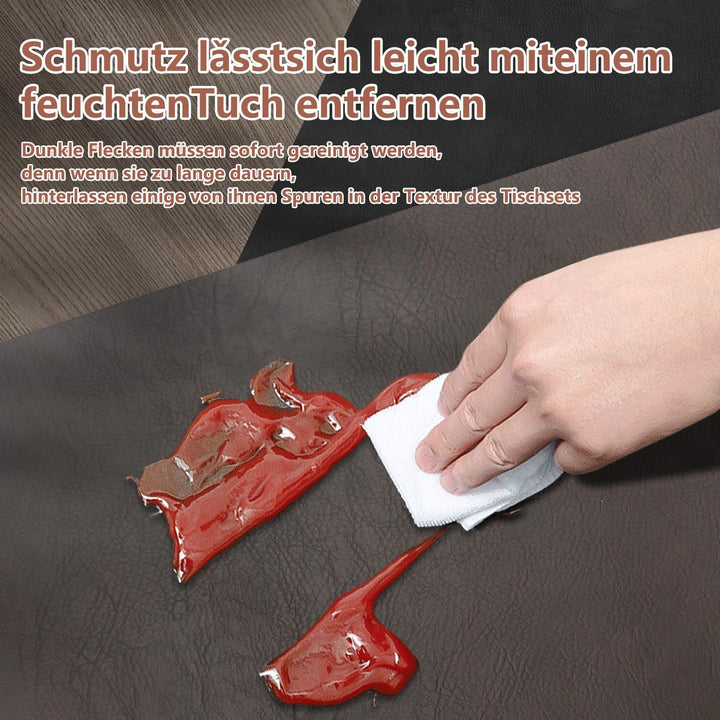 6er Set Tischset aus Leder-Imitat，Platzsets abwaschbar und wasserdicht，Platzdeckchen Lederoptik mit
