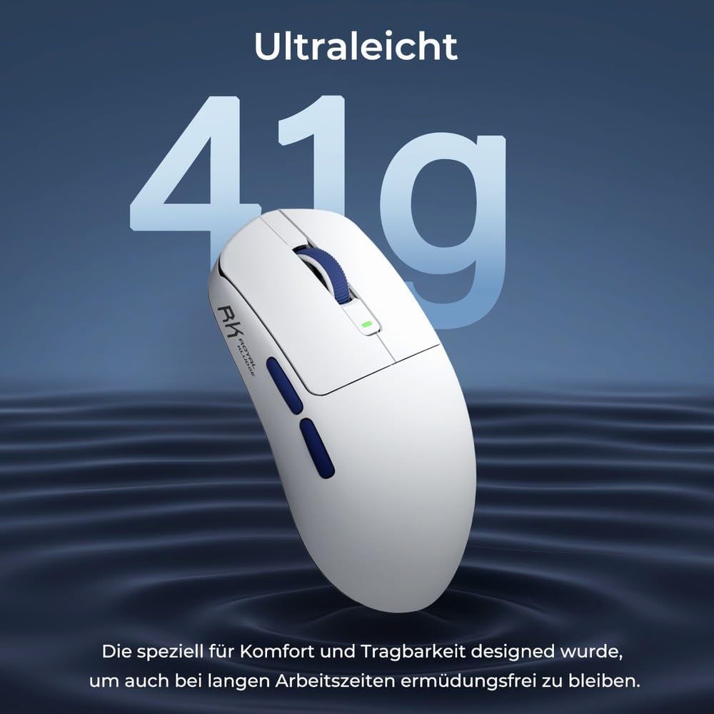 RK ROYAL KLUDGE M30 Gaming Maus Kabellos, 12000 DPI PixArt PAW3311 Sensor, 41g Ultralight Wireless M