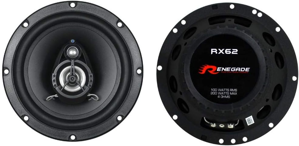 2 Lautsprecher RENEGADE RX62 koaxial 2 Wege 6,5" 16,50 cm 165 mm Durchmesser 100 watt rms 200 watt m