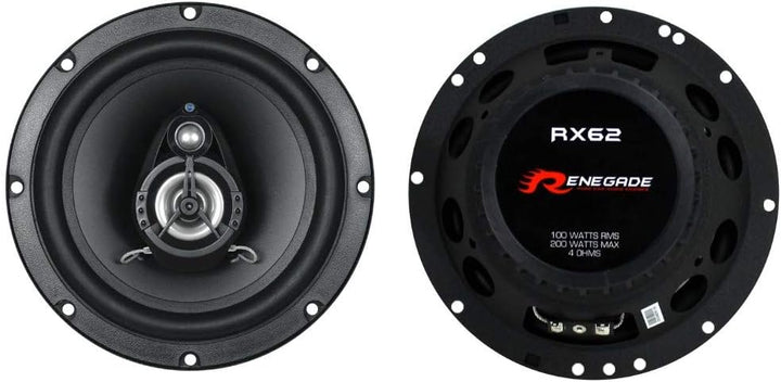 2 Lautsprecher RENEGADE RX62 koaxial 2 Wege 6,5" 16,50 cm 165 mm Durchmesser 100 watt rms 200 watt m