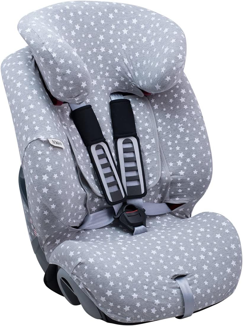 JYOKO Kids Bezug für Autositz kompatibel mit Romer Advansafix, Evolva IV M, aus Baumwolle (White Sta
