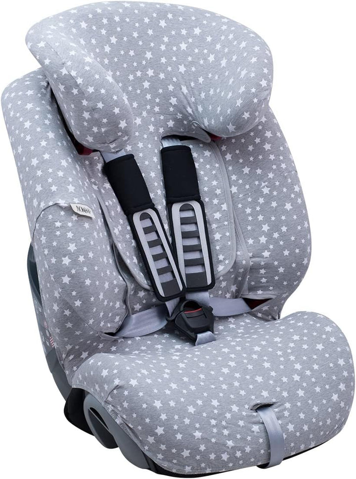 JYOKO Kids Bezug für Autositz kompatibel mit Romer Advansafix, Evolva IV M, aus Baumwolle (White Sta
