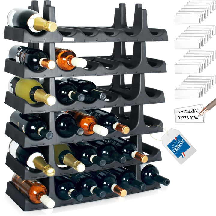 Stimo Flaschenregal für 36 Flaschen stapelbar Weinregal erweiterbar Kunststoff Getränkeaufbewahrung