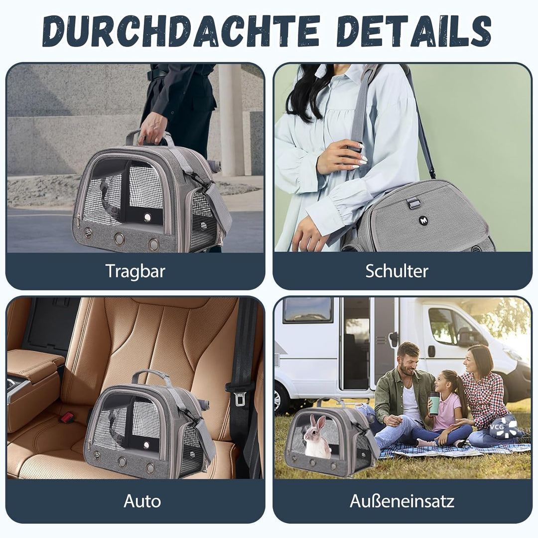 Transportbox Katze, Elegante Transporttasche für Haustiere, Transportbox Kaninchen, Hamster transpor