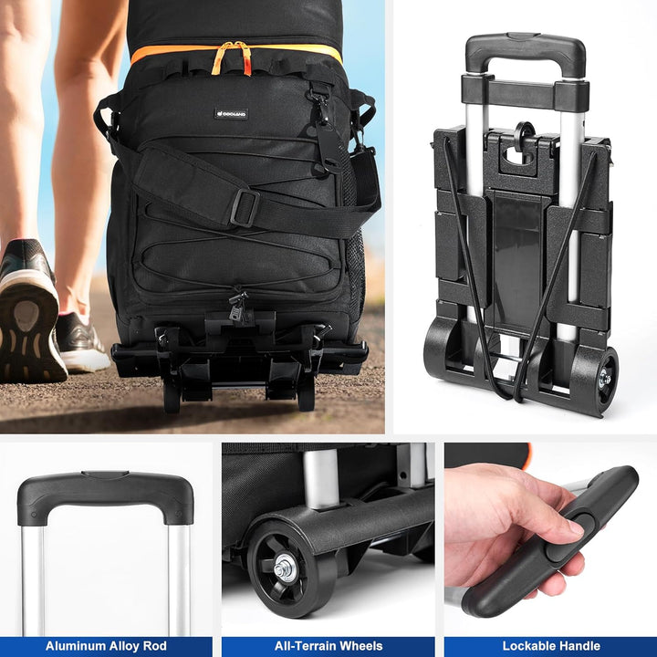 Odoland Kühltasche gross 48/72 can Rollkühler Picknicktasche mit Rädern und Griff Auslaufsicher & Wa