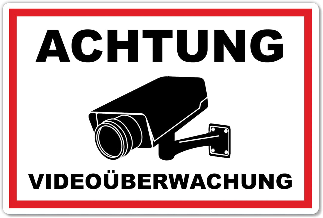 5 Stück XXL Achtung Videoüberwachung Schild 40 x 30 cm aus stabiler PVC Hartschaumplatte 5mm dieser