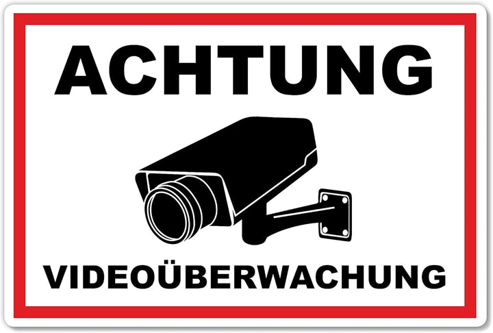 5 Stück XXL Achtung Videoüberwachung Schild 40 x 30 cm aus stabiler PVC Hartschaumplatte 5mm dieser