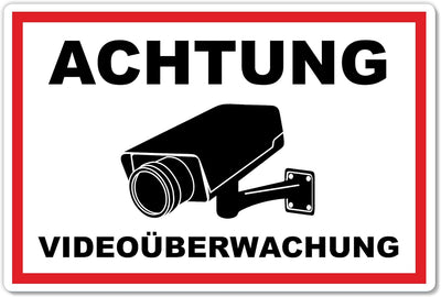 2 Stück XXL Achtung Videoüberwachung Schild 40 x 30 cm aus stabiler PVC Hartschaumplatte 5mm dieser