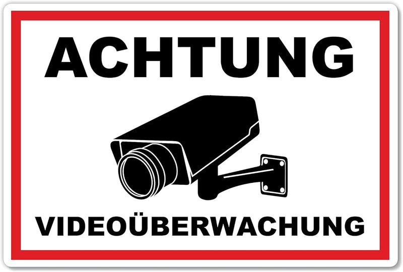 3 Stück XXL Achtung Videoüberwachung Schild 40 x 30 cm aus stabiler PVC Hartschaumplatte 5mm dieser