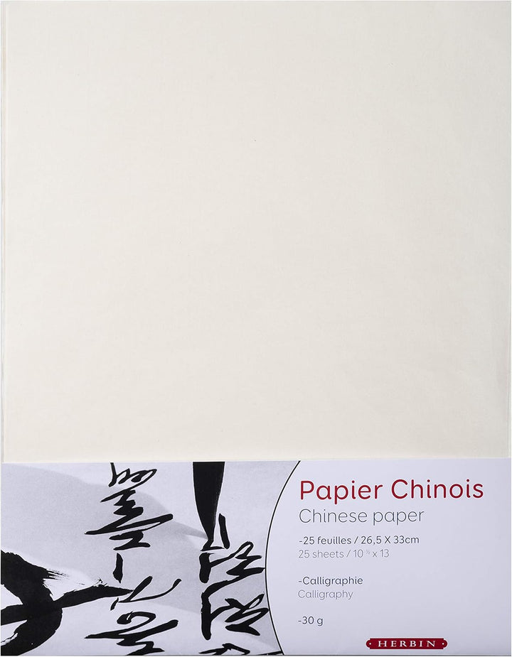 J.Herbin Herbin 90400T - Pack mit 25 Blatt chinesisches Papier, ideal für Kalligraphie, 26,5x33 cm,