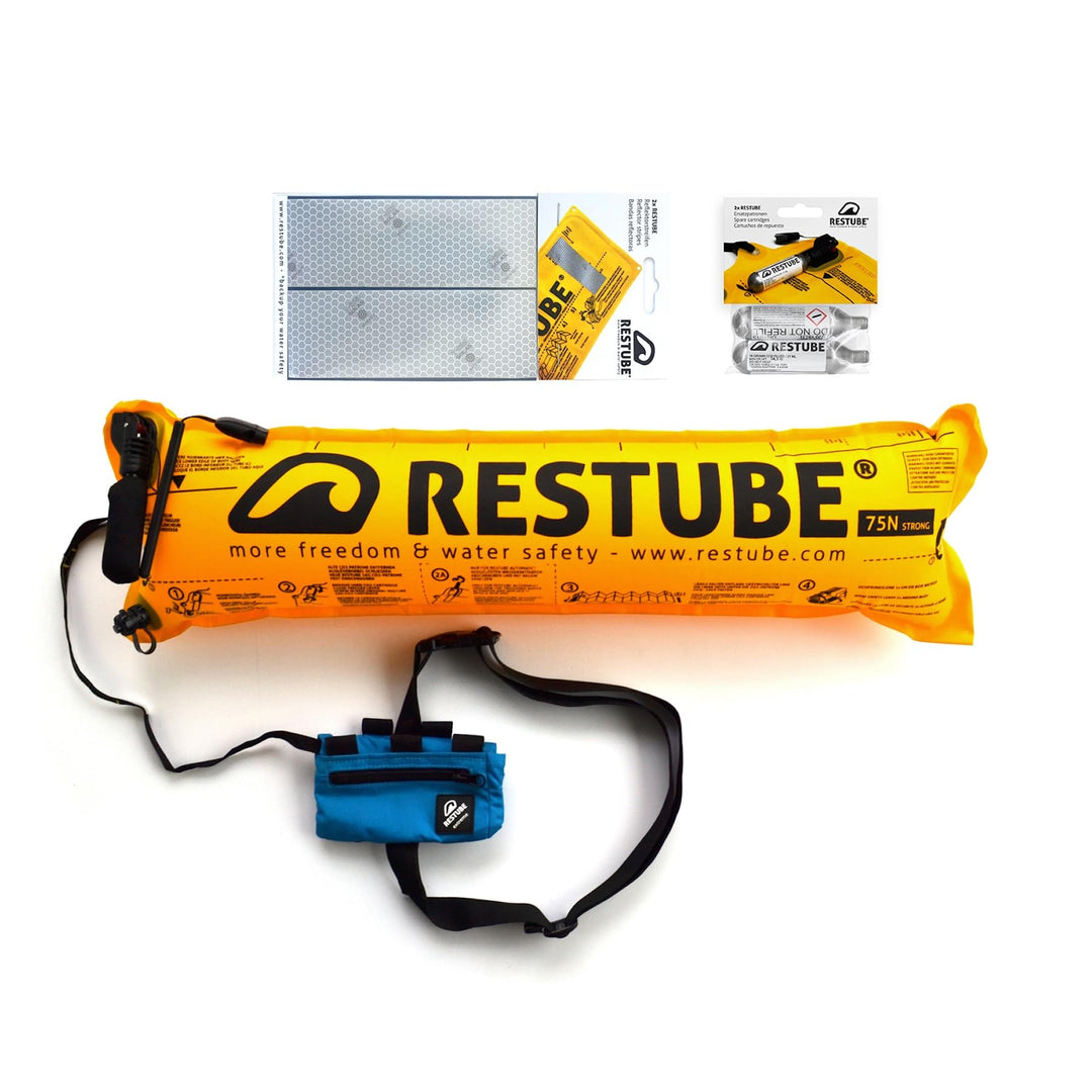 Restube Extreme Wildwasser Starter-Set Schwimmboje für Raue Bedingungen – Enthält One-Pull Aufblasba