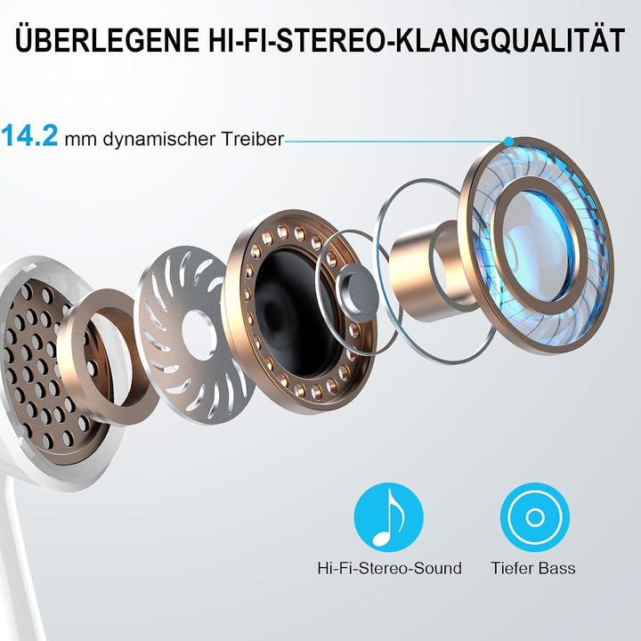 Bluetooth Kopfhörer, Kopfhörer Kabellos Bluetooth 5.3, Noise Cancelling In Ear Kopfhörer, IP7 Wasser