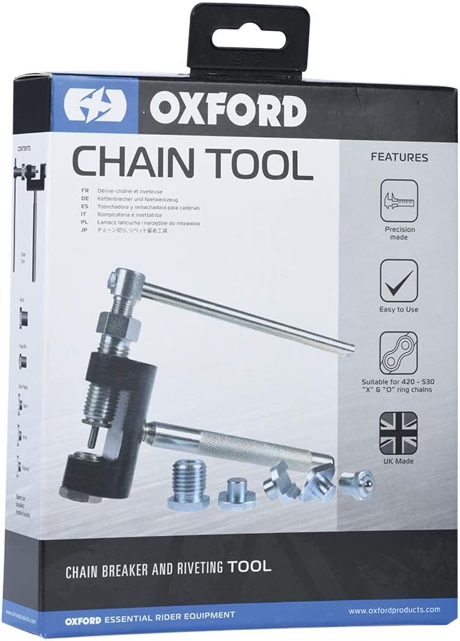 Oxford 3-in-1-Motorrad-Kettenbrecher und Nietwerkzeug OX777, Silber/schwarz, Einheitsgrösse