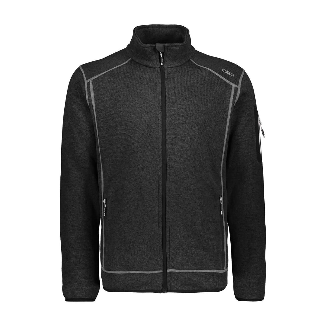 CMP Herren Knit tech mélange Fleece Jacket Fleecejacke 56 Schwarzer Gletscher, 56 Schwarzer Gletsche