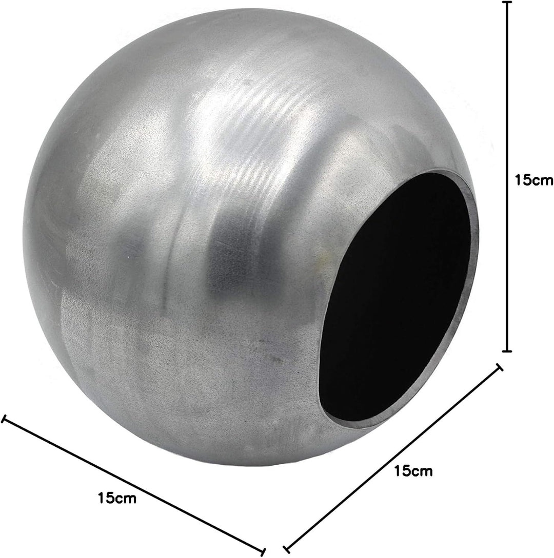 Eisen Hohlkugel Ø 150mm, mit Loch Ø 83mm, blanke Stahlkugel z.B. für Zaun, Geländer, Gartentor UVM.