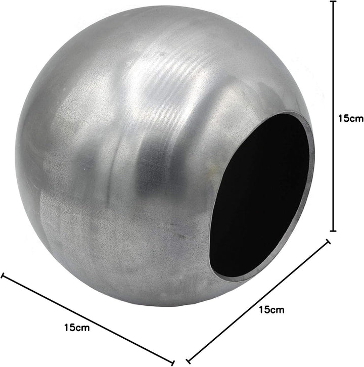 Eisen Hohlkugel Ø 150mm, mit Loch Ø 83mm, blanke Stahlkugel z.B. für Zaun, Geländer, Gartentor UVM.