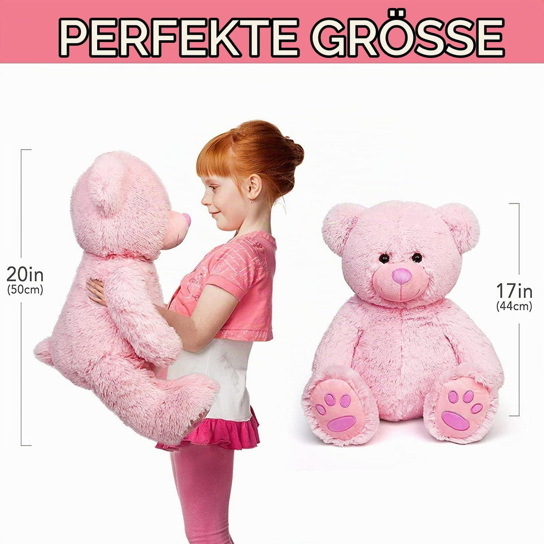 LotFancy Teddybär Kuscheltier 50cm, Plüschtier Stofftier Teddy, Süsses Geschenk für Kinder Mädchen F