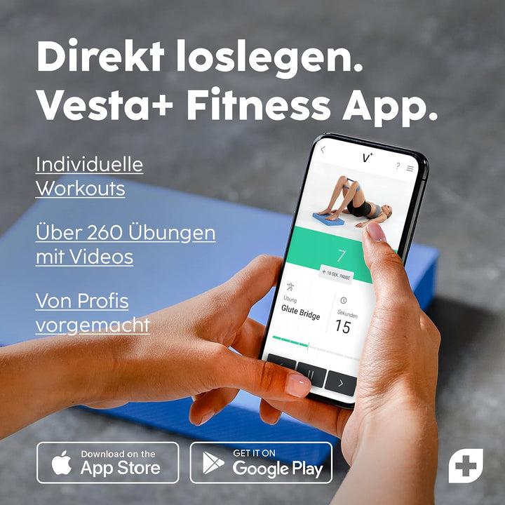 Vesta+ Balance Pad XXL + APP, Wackelpad und Gleichgewichtskissen - Balance Pad Physiotherapie für da