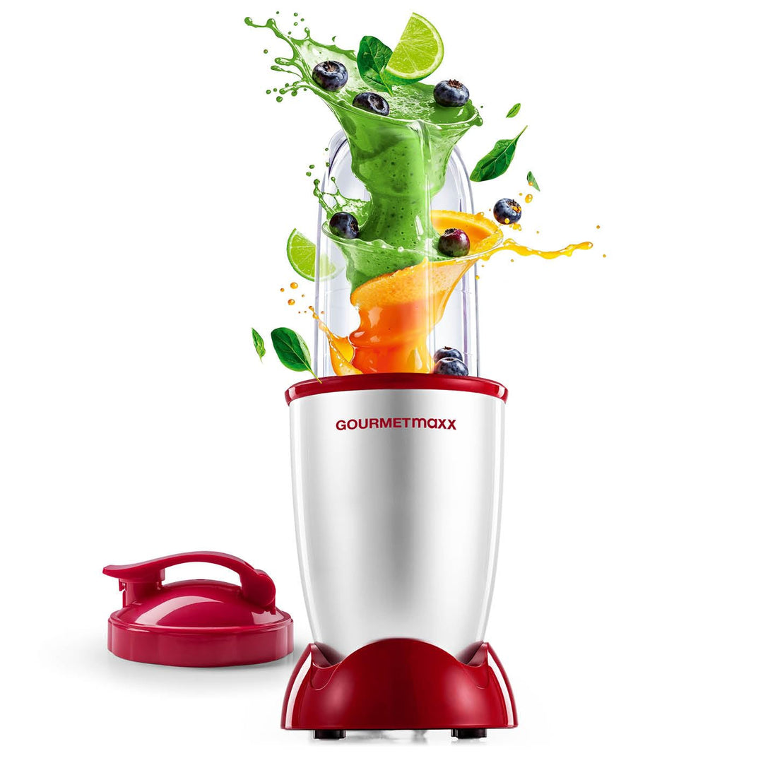 GOURMETmaxx Mixer Mr. Magic 4-tlg. | Smoothie Maker mit 400W Powerbase | inkl. Kreuzklingenaufsatz,