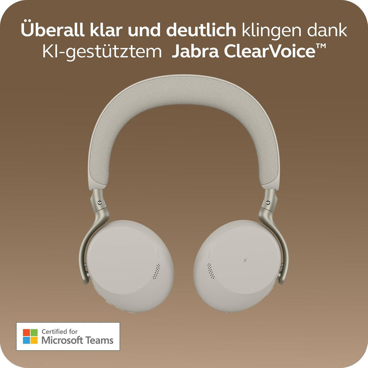 Jabra Evolve3 75, MS, Link390c, Warm Grey Warmgrau USB-C-Adapter – ohne Ständer, Warmgrau USB-C-Adap