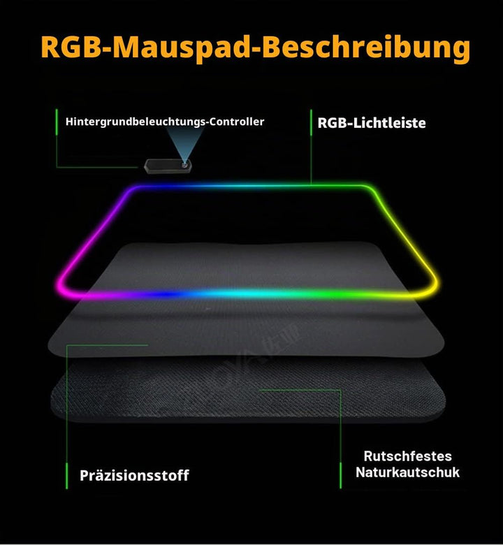m MU Gaming Mauspad RGB, Mousepad 800x300mm, XXL Gaming Mousepad gross, 13 Beleuchtungs Modi 7 LED F