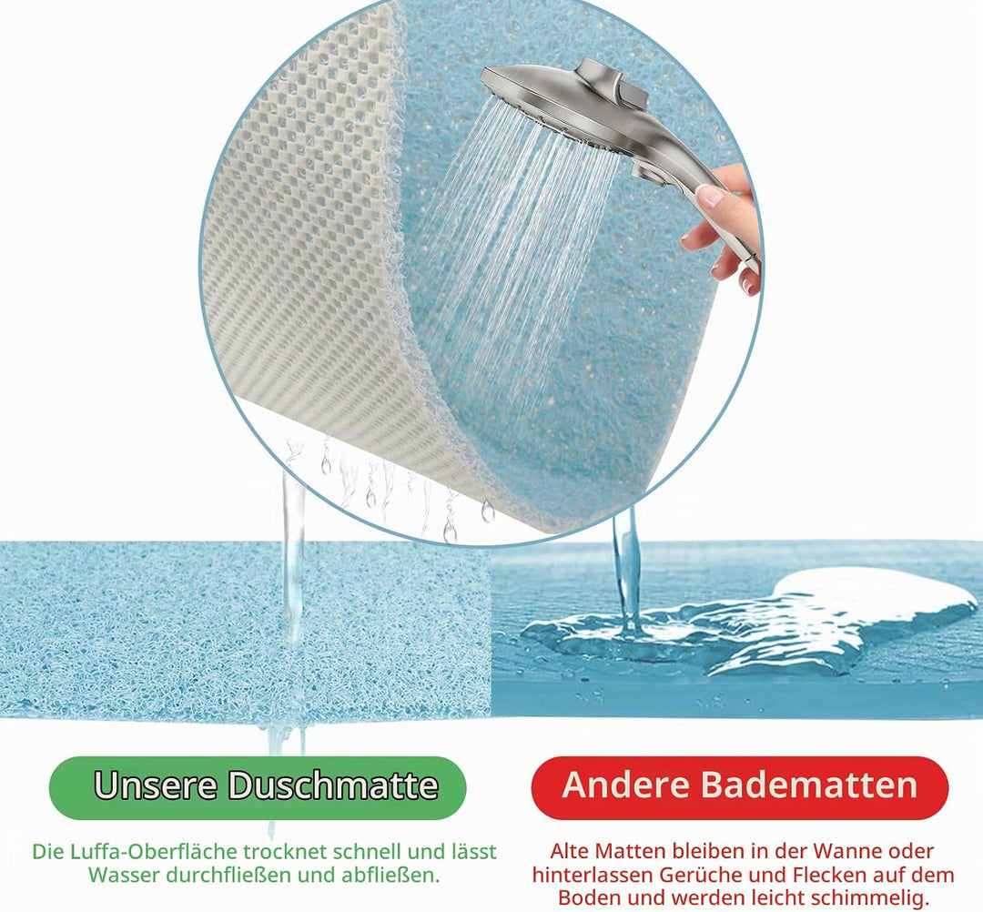 Antirutschmatte Dusche 60x60 cm, Weich Komfort, Duschmatte rutschfest, Antibakterielle Badematte mit