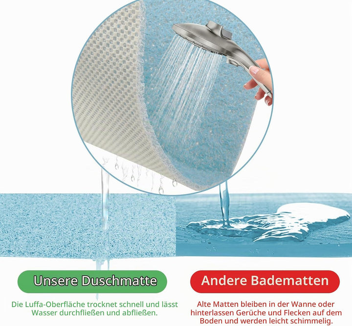 Antirutschmatte Dusche 60x60 cm, Weich Komfort, Duschmatte rutschfest, Antibakterielle Badematte mit