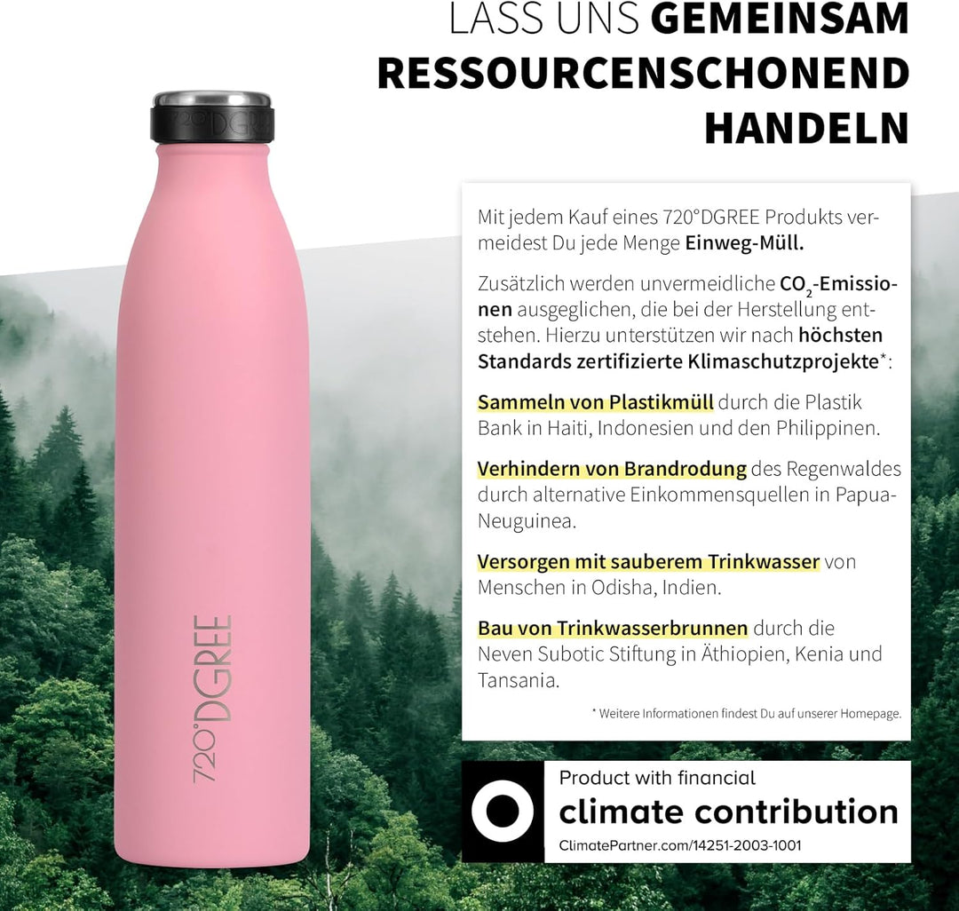 720°DGREE Edelstahl Trinkflasche “milkyBottle” - 750ml - BPA-Frei, Auslaufsicher, Kohlensäure geeign