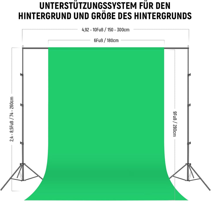 NEEWER Fotografie Beleuchtungsset mit Hintergrund, 8,5x10Fuss Hintergrundständer, 5700K 800W Äquival