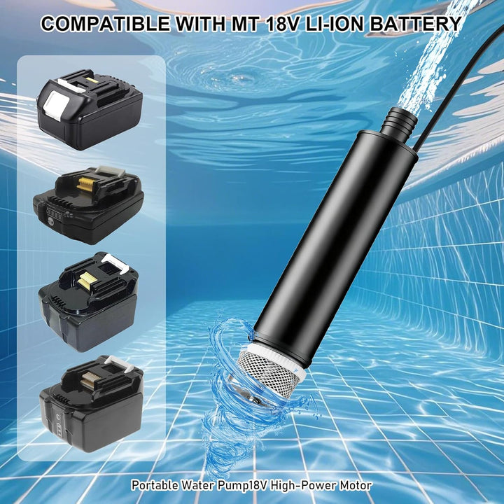 Tauchpumpe kompatibel mit Makita 18V Batterie, 30L/min, Wasserdurchfluss mit 5m kabel, 100W Elektris
